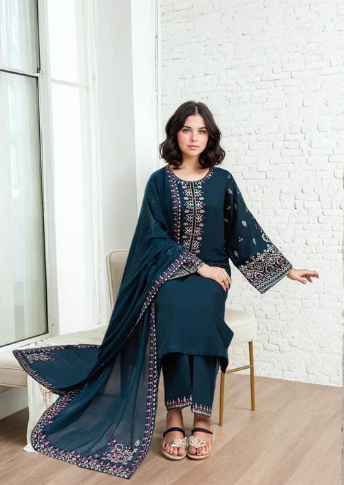Aadab Embroidered 3-Piece Suit - Image 2